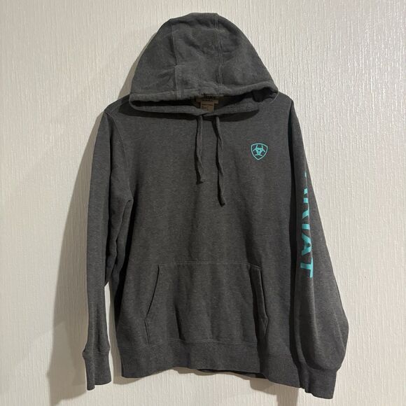 Ariat Tops - Ariat Real Logo Sleeve Hoodie Grey Rodeo Horse Equine Cowgirl Women's Large